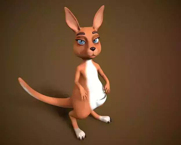 cartoon kangaroo Low-poly 3D model