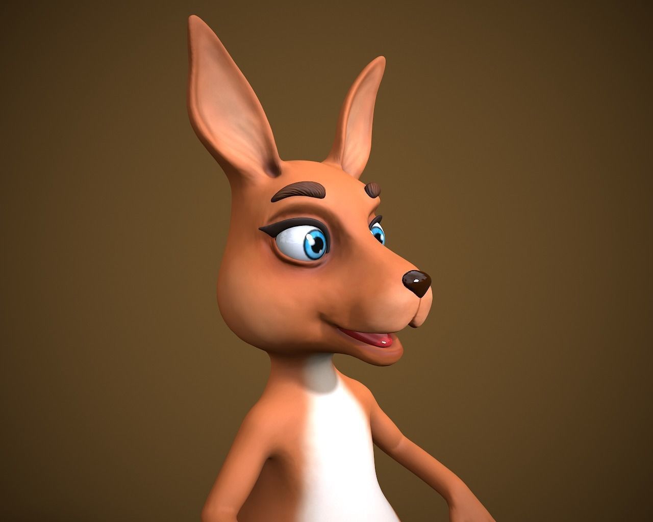 cartoon kangaroo Low-poly 3D model_8