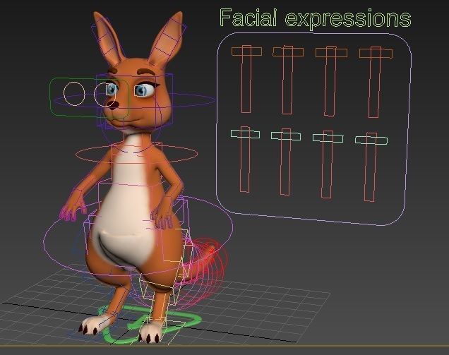 cartoon kangaroo Low-poly 3D model_11