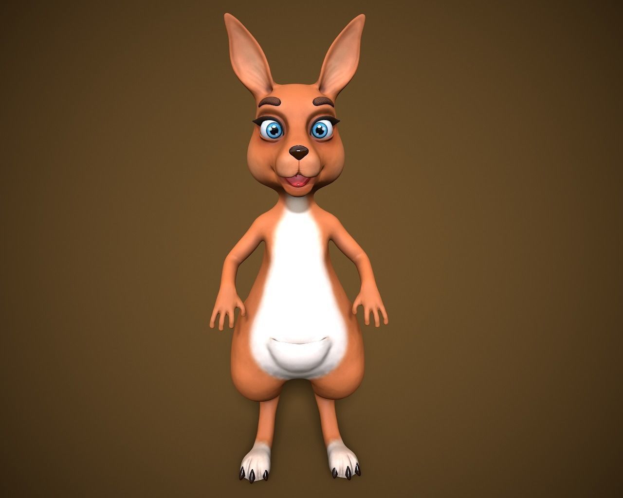 cartoon kangaroo Low-poly 3D model_2