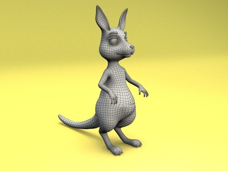 cartoon kangaroo Low-poly 3D model_13