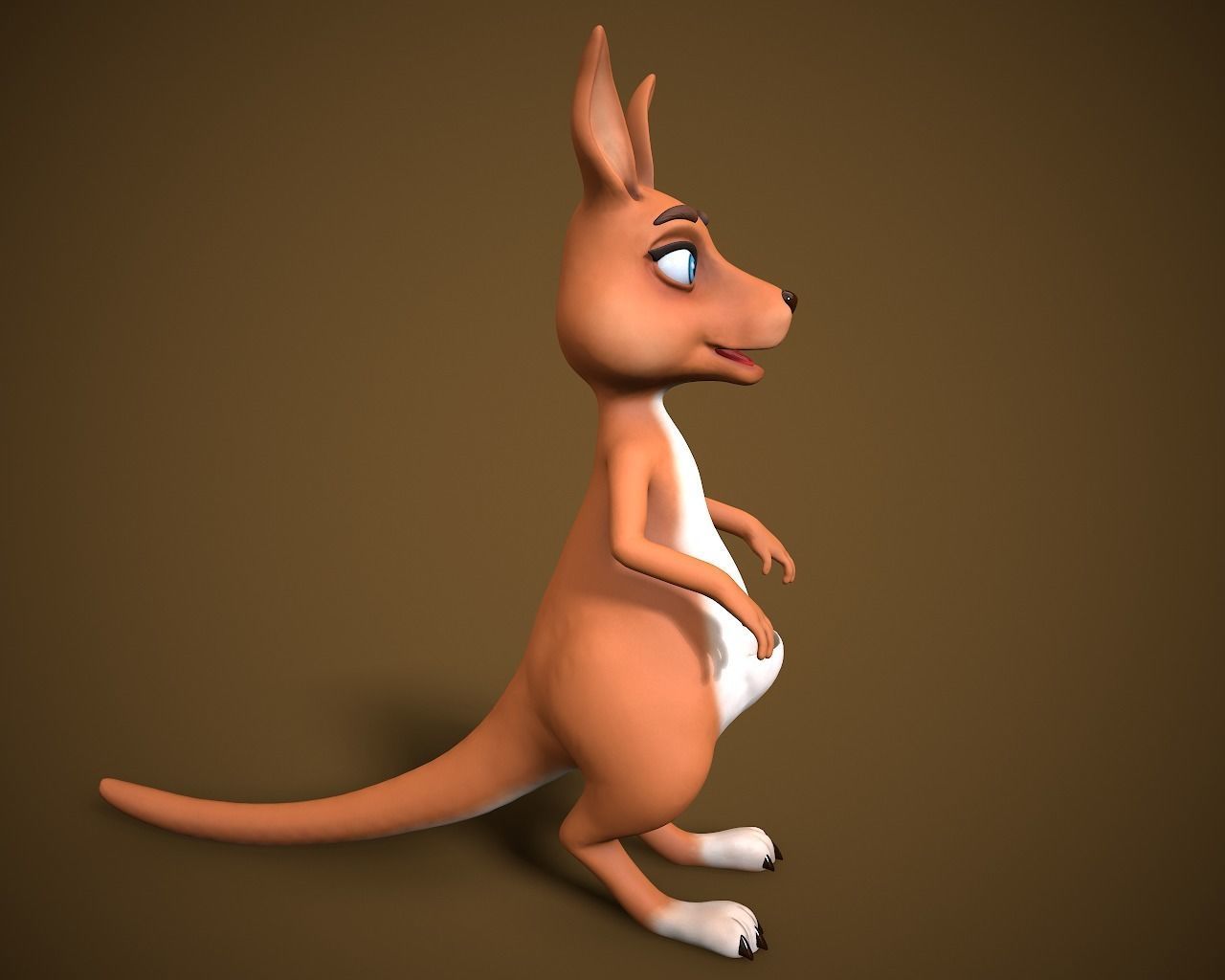 cartoon kangaroo Low-poly 3D model_6