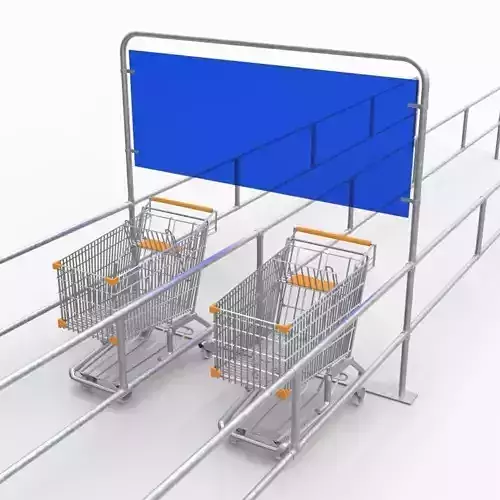 Shopping Trolley - Shopping Cart Rack Low-poly 3D model