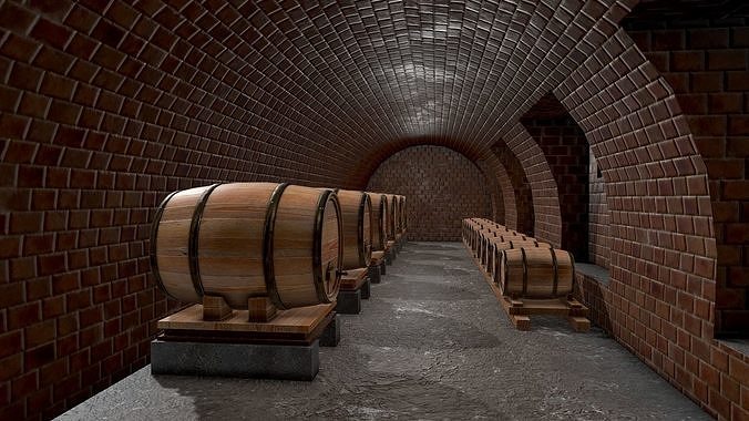 Wine Cellar PBR  Low-poly 3D model