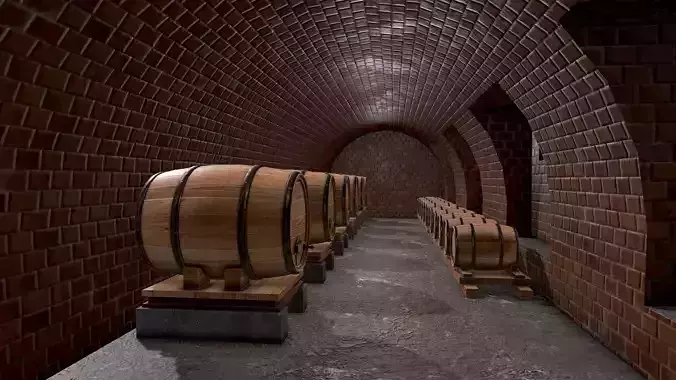 Wine Cellar PBR  Low-poly 3D model