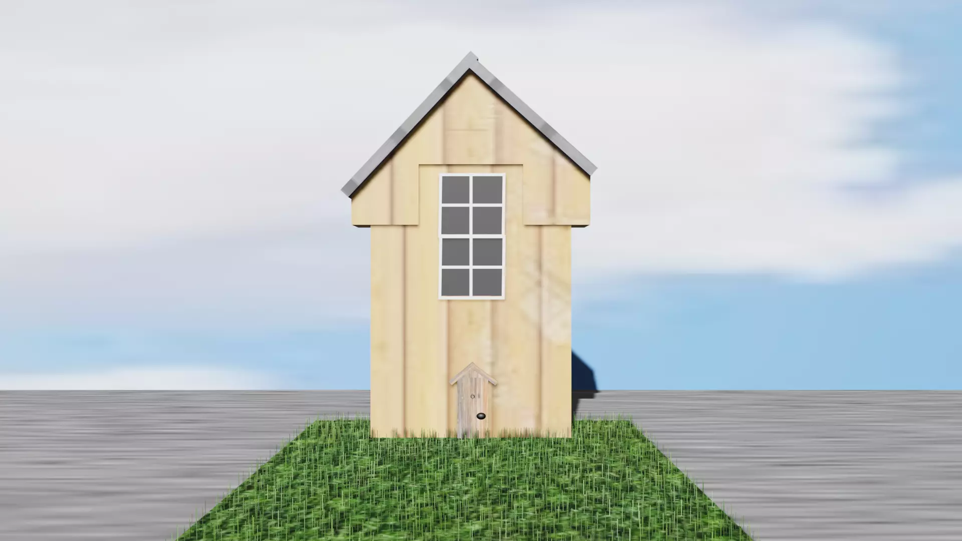 House wooden in middle of grassy field Free 3D model