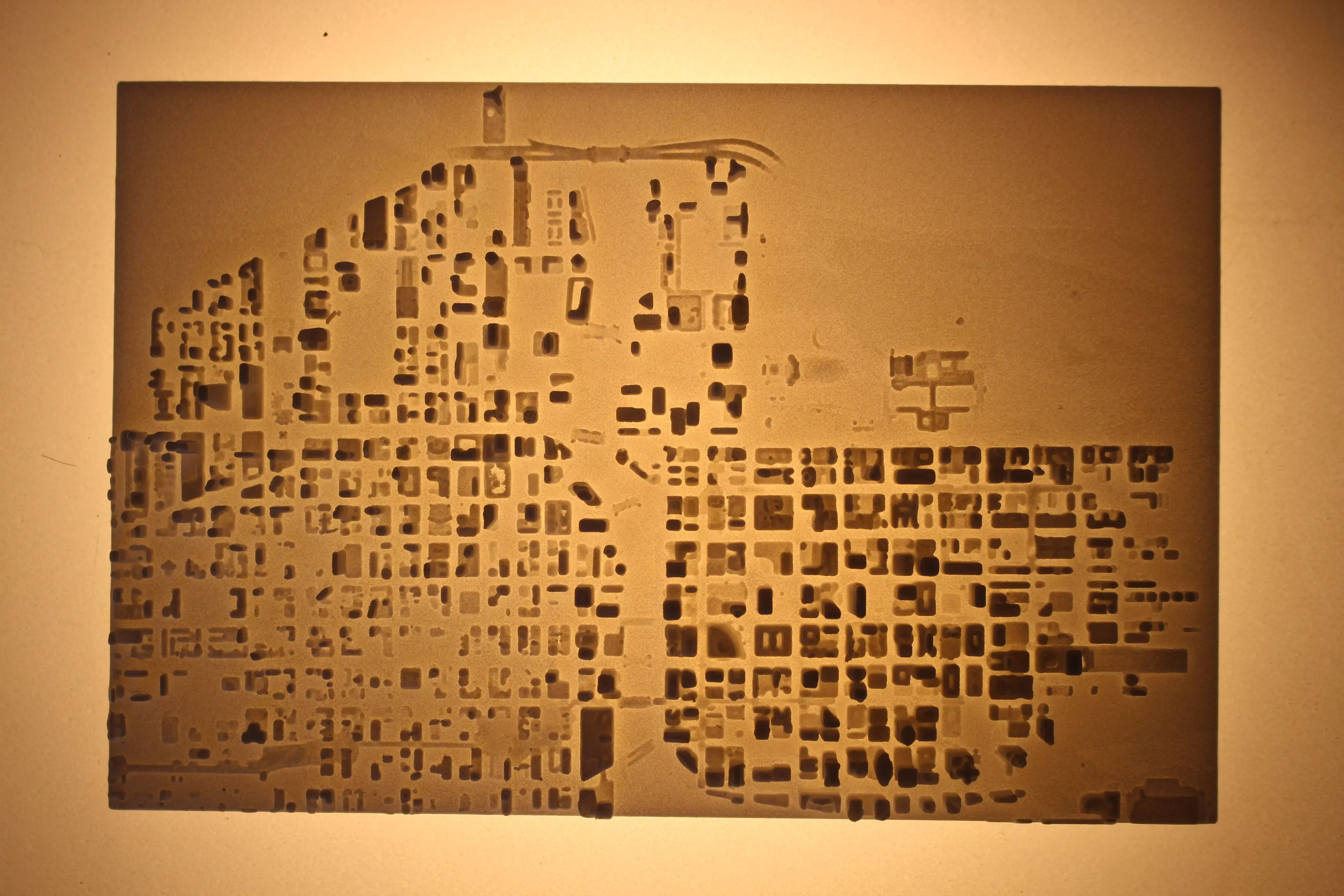 Chicago city map on wall 3D print model