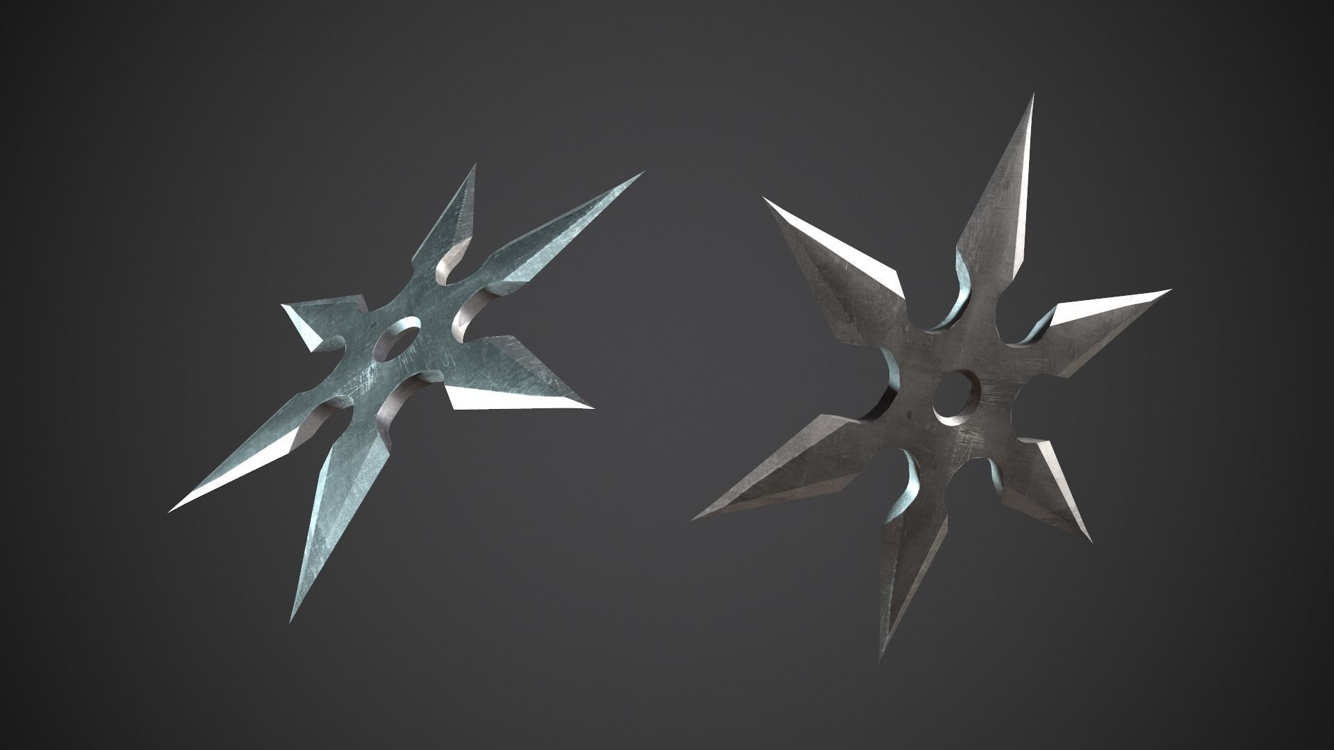 Shuriken Throwing Stars Ninja Star Low-poly 3D model_3