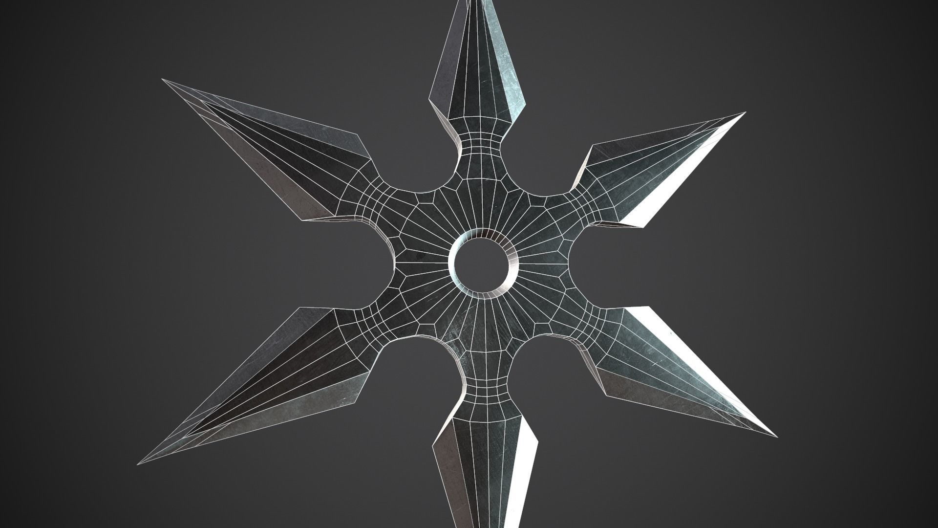 Shuriken Throwing Stars Ninja Star Low-poly 3D model_6