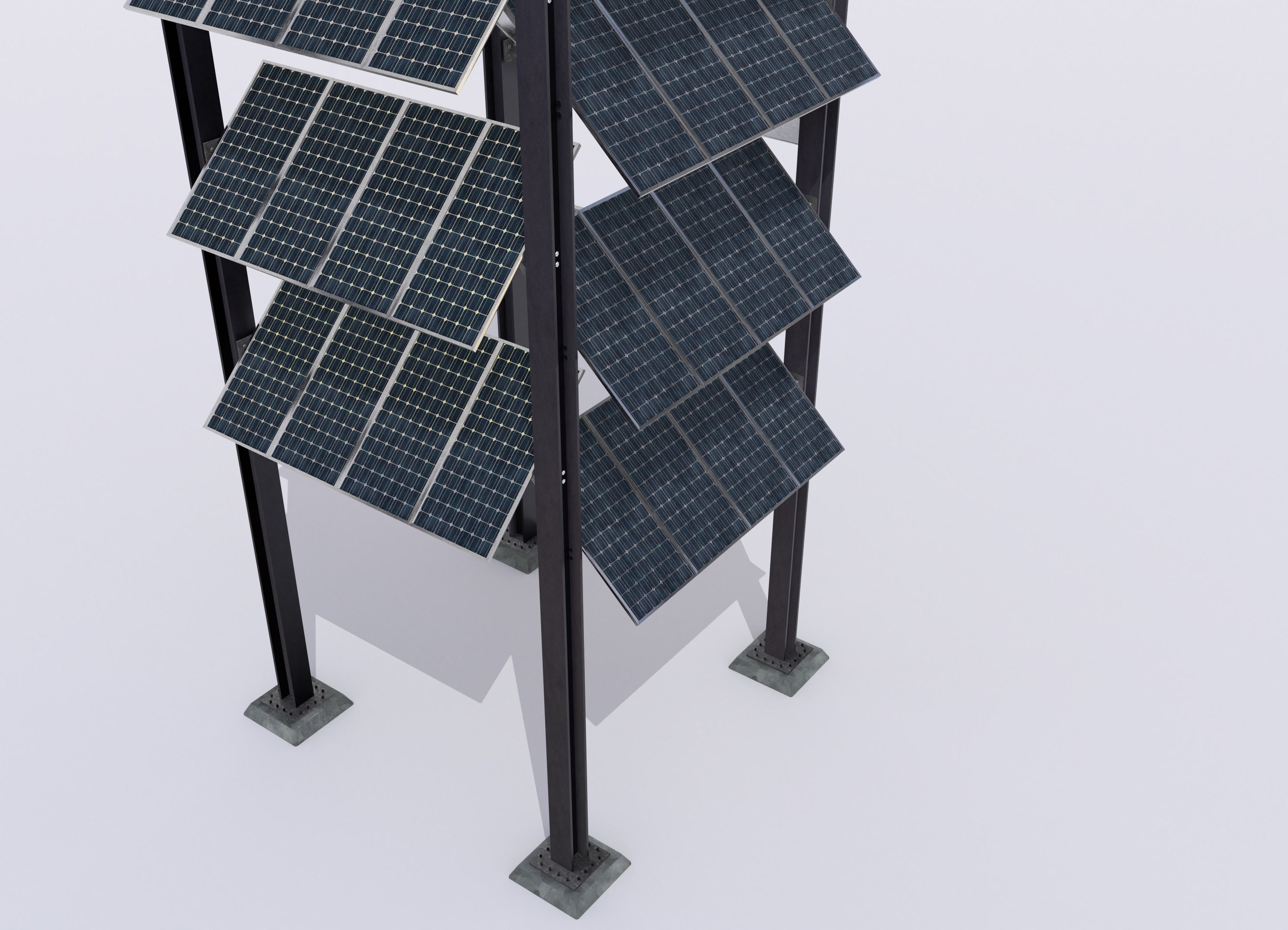 Solar tower version 3 Low-poly 3D model_1
