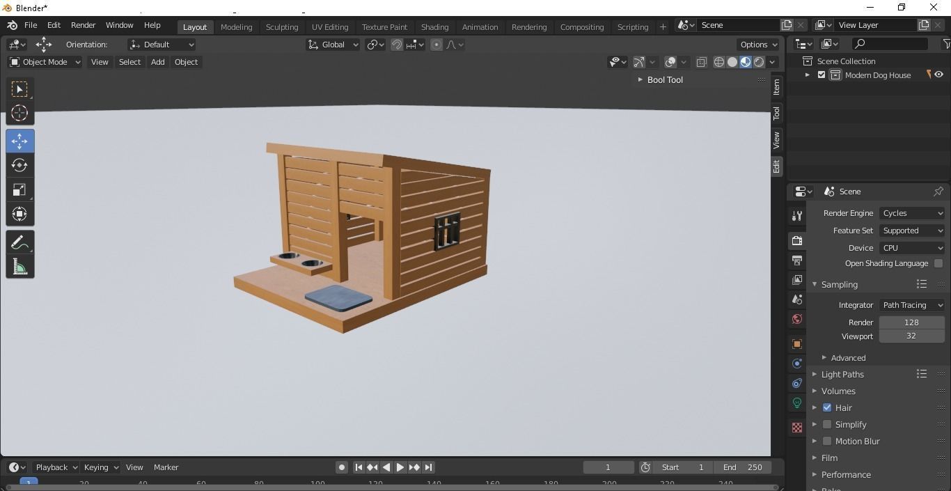 Modern Dog House 3D model_16