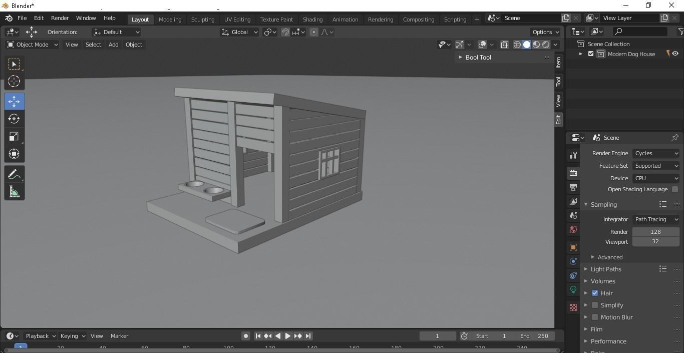 Modern Dog House 3D model_14