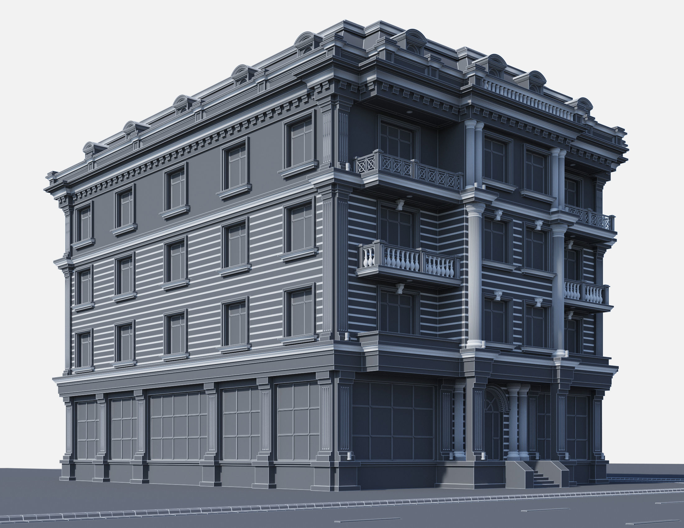 Classic residential building 15 3D model_9