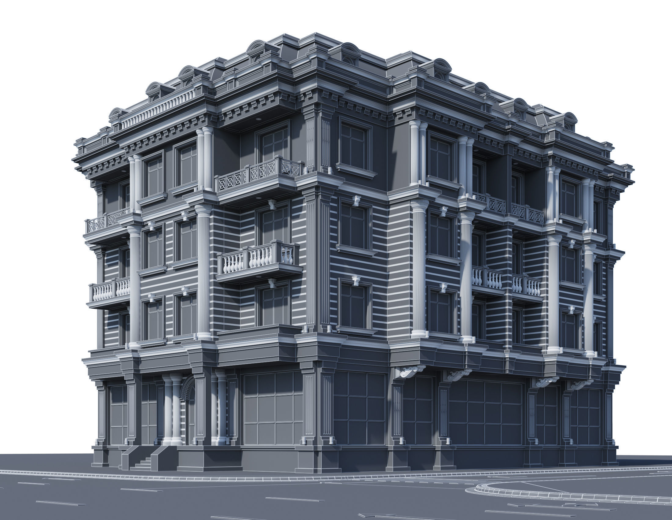 Classic residential building 15 3D model_8