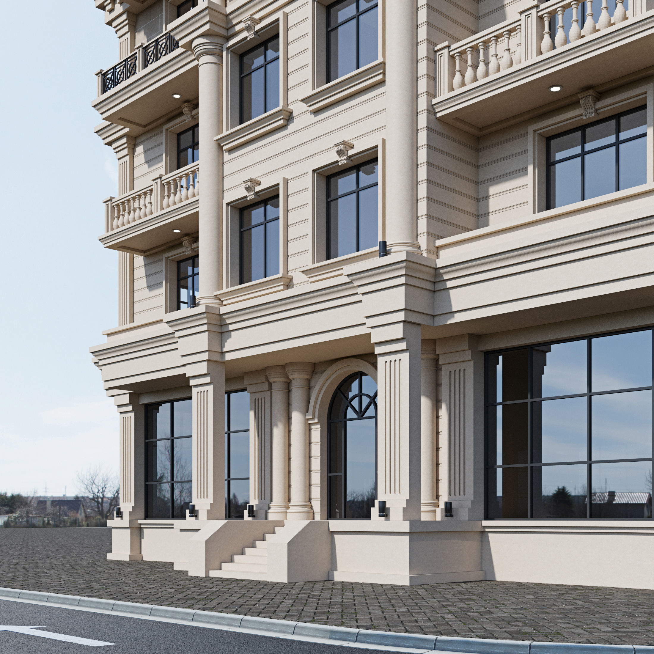 Classic residential building 15 3D model_6