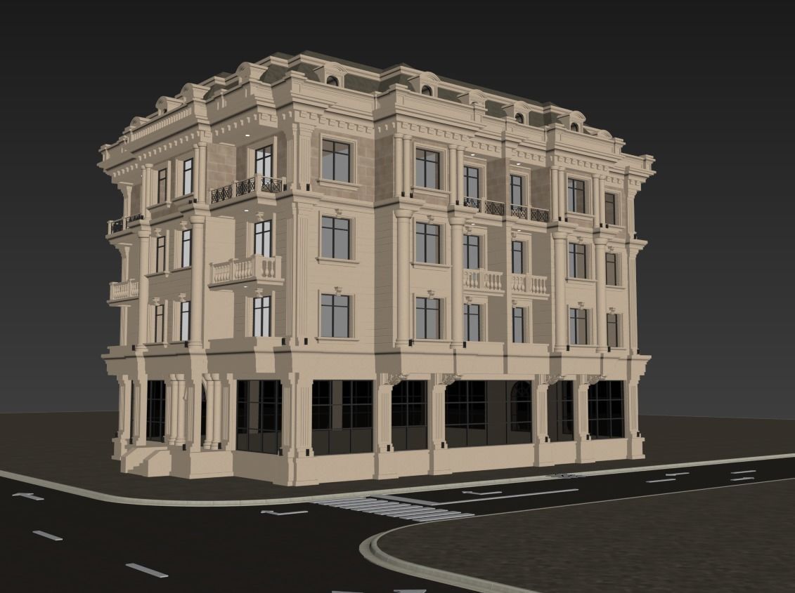 Classic residential building 15 3D model_7