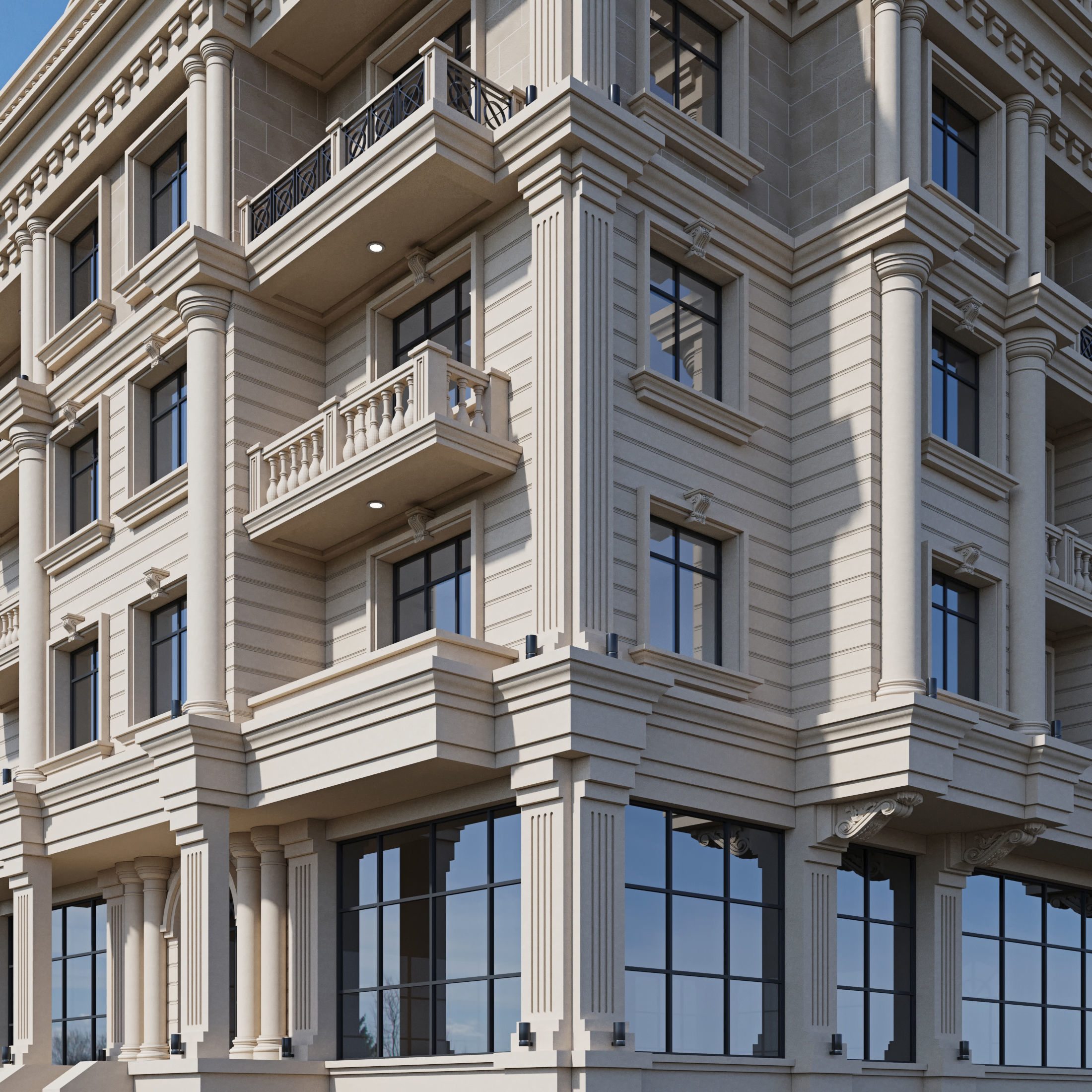 Classic residential building 15 3D model_5