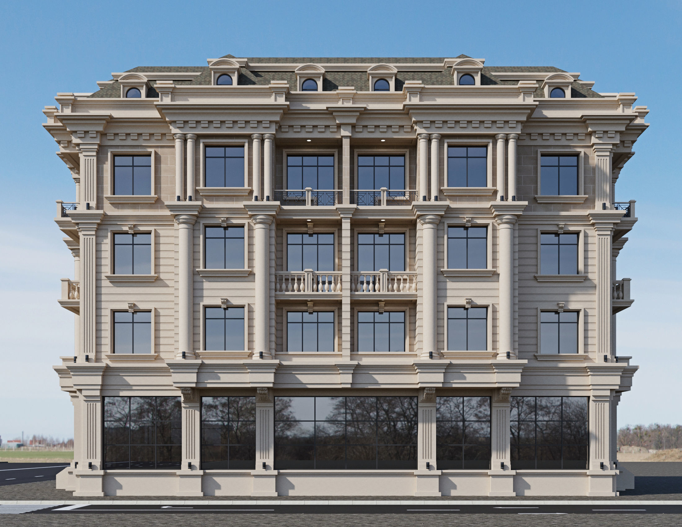 Classic residential building 15 3D model_2