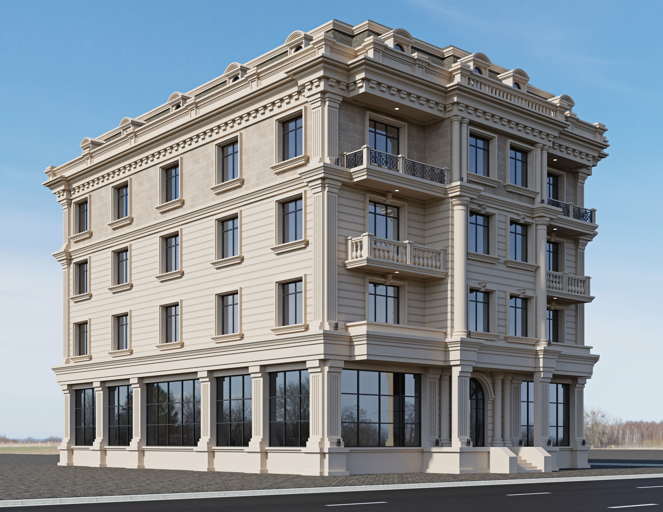 Classic residential building 15 3D model_4