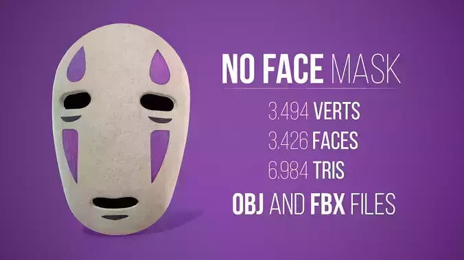 No Face Mask - Spirited Away Low-poly 3D model