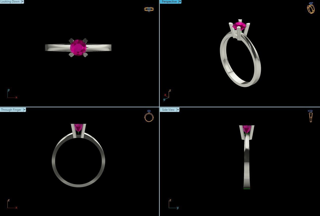 Solitaire Ring Diamond Series 3D print model_2