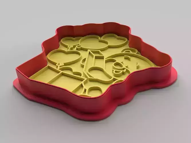 Cookie cutter and stamp - Bear and gift