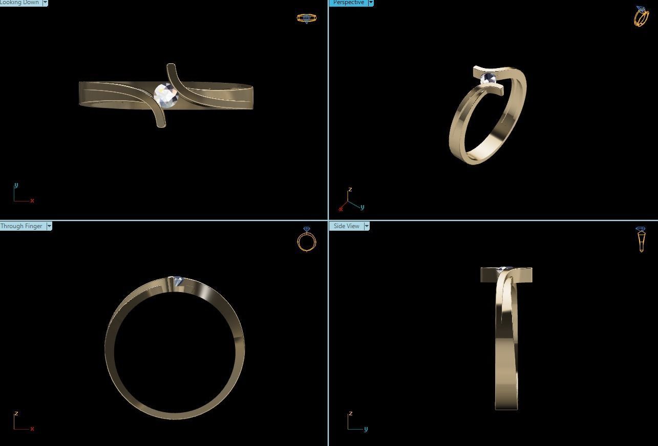 Solitaire Ring Diamond Series 3D print model_2