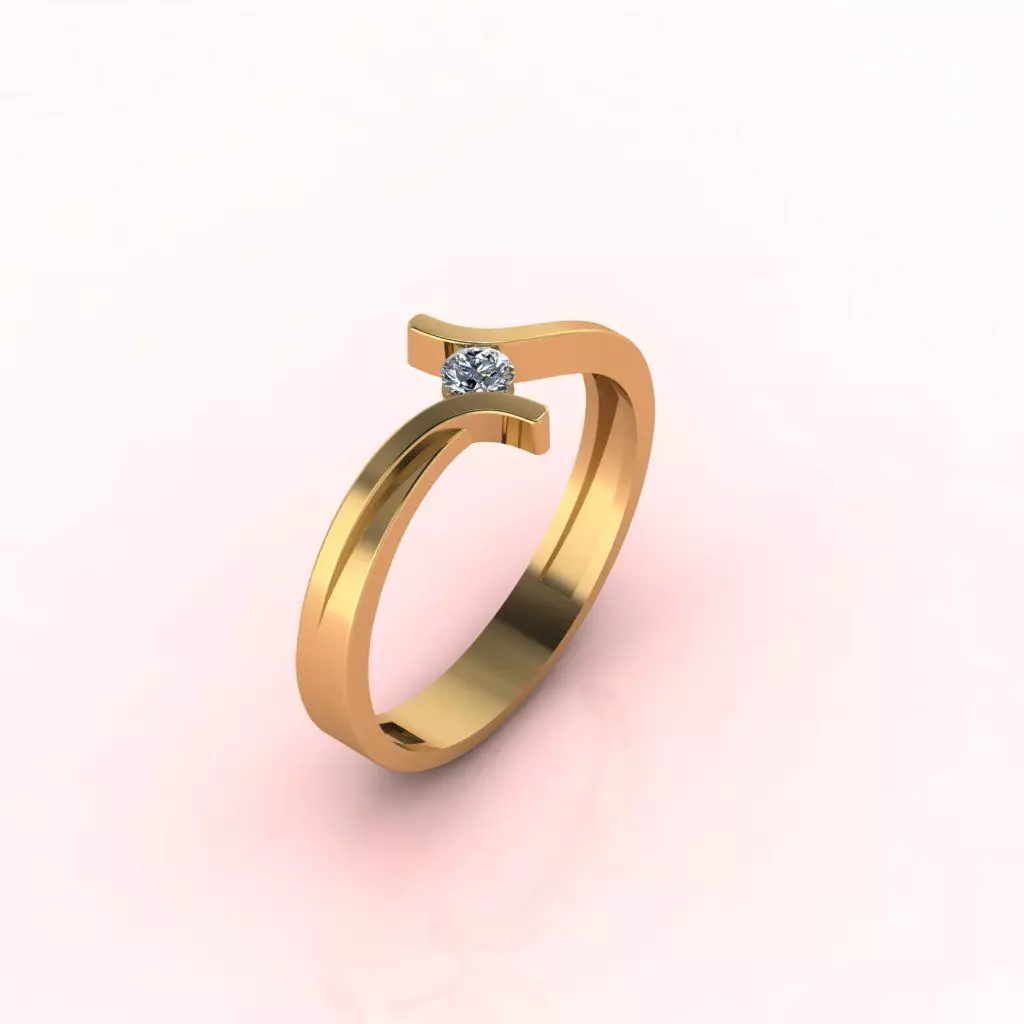 Solitaire Ring Diamond Series 3D print model_0