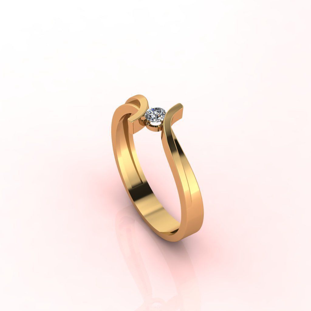 Solitaire Ring Diamond Series 3D print model_1
