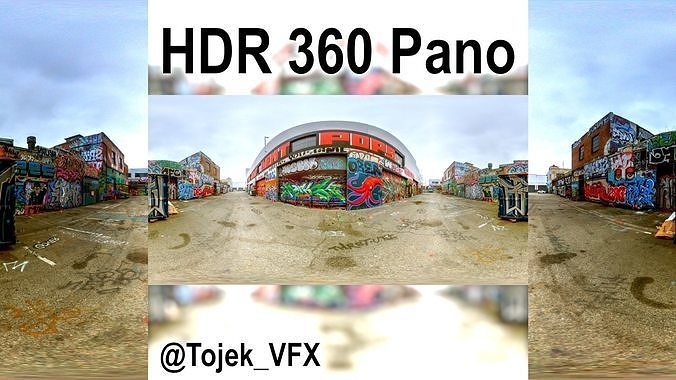 HDR 360 Panorama DTLA Graffiti Alley Cloudy 041 3D model