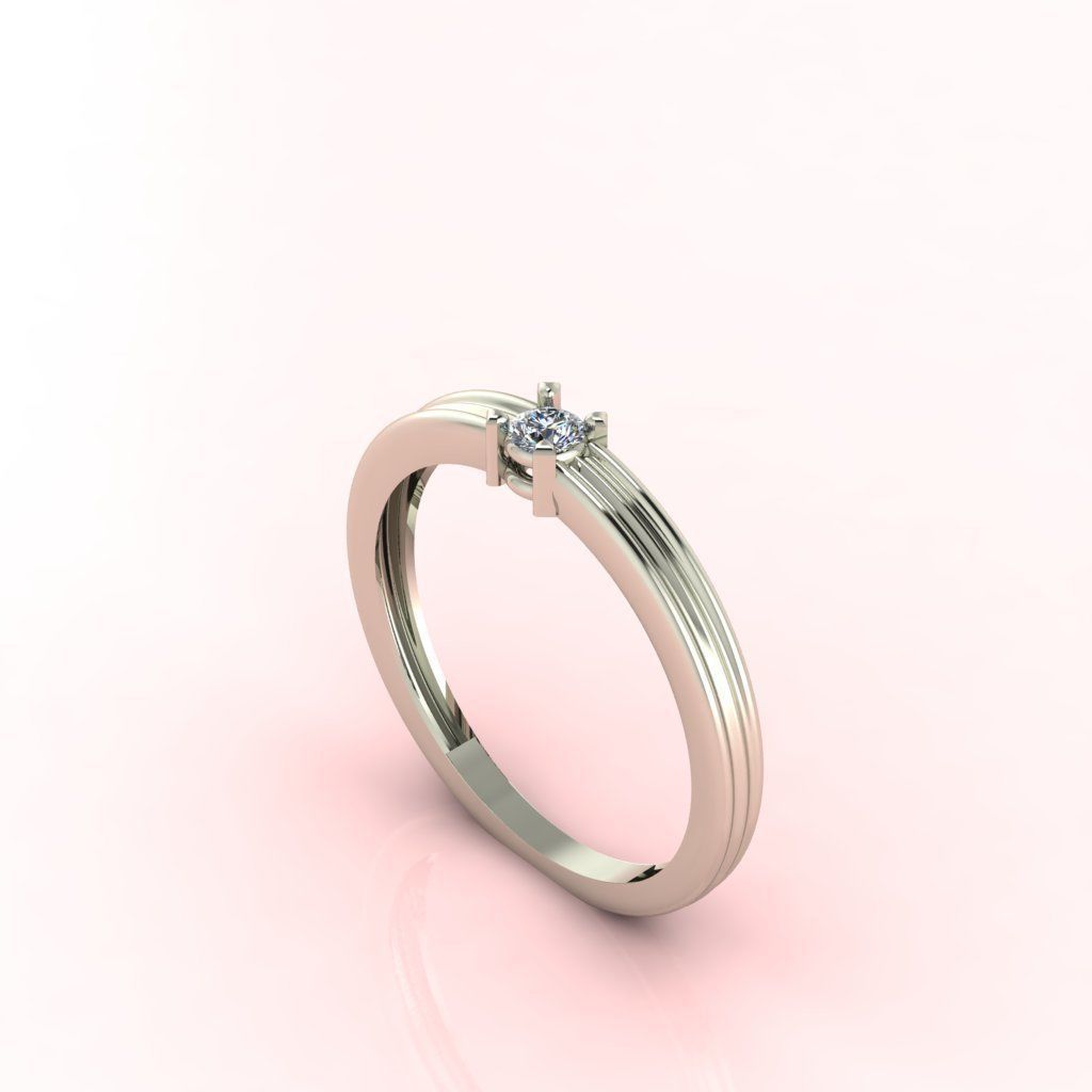 Diamond Solitaire Ring  3D print model_1