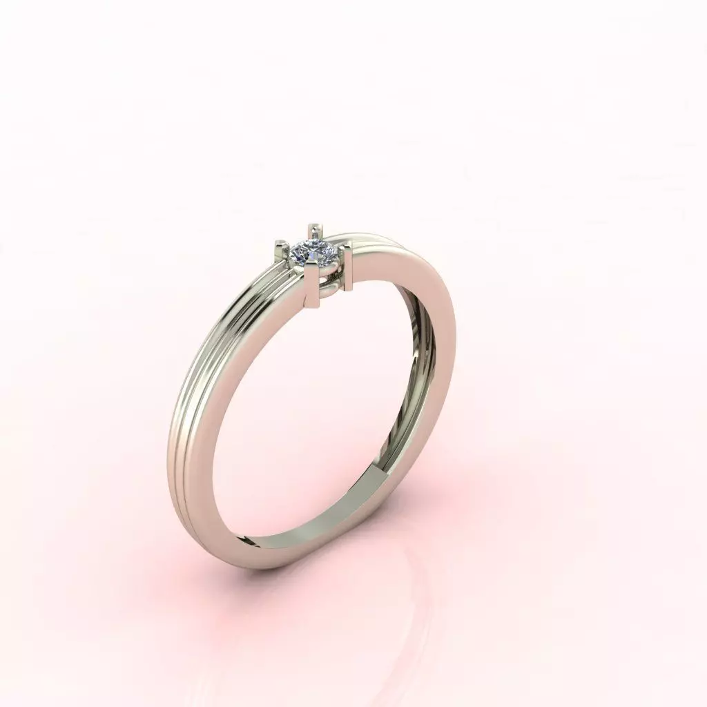 Diamond Solitaire Ring  3D print model_0