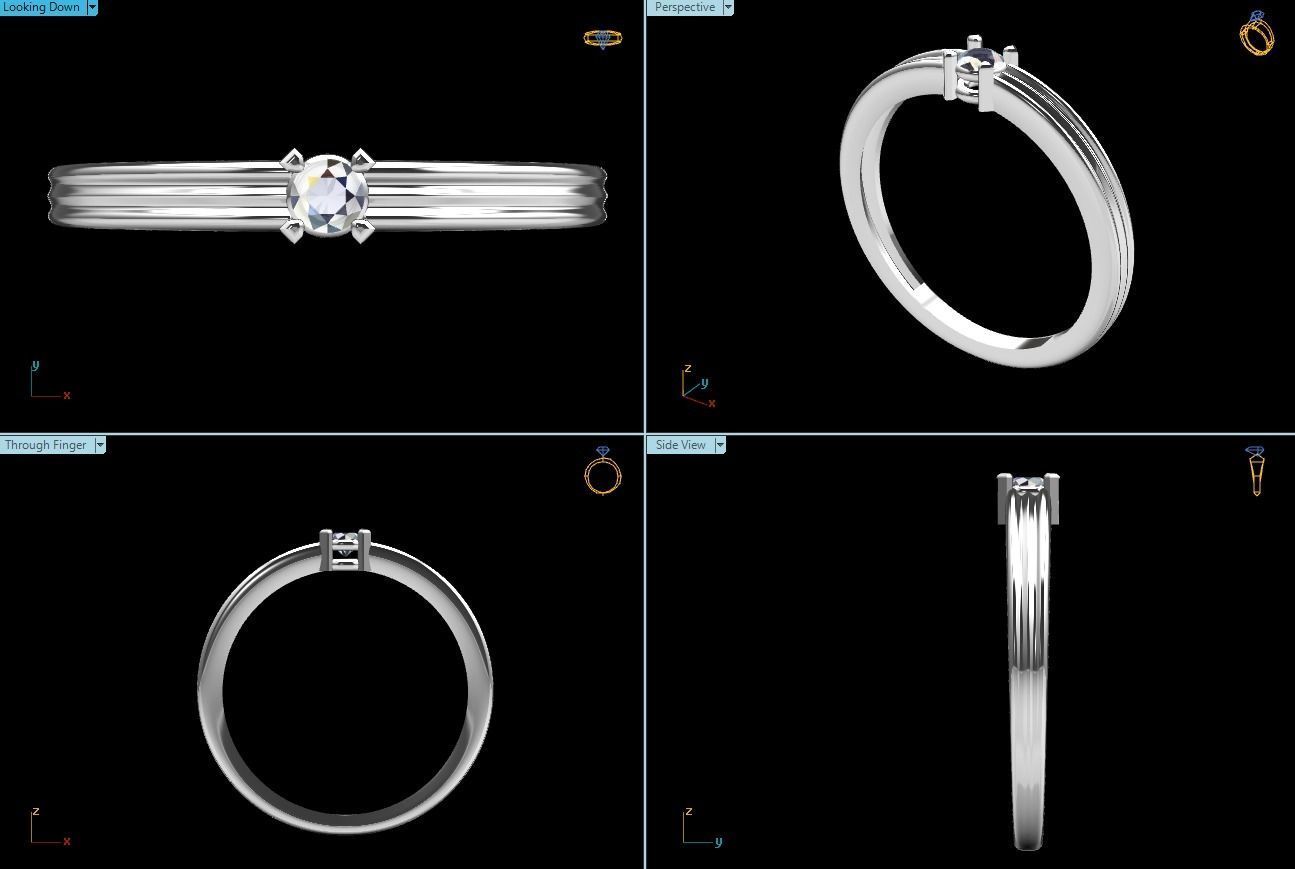 Diamond Solitaire Ring  3D print model_2