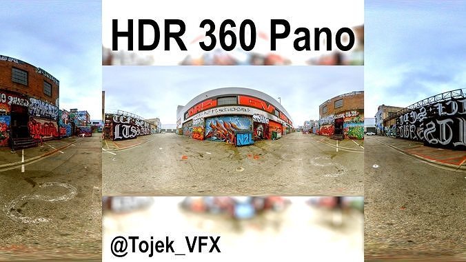 HDR 360 Panorama DTLA Graffiti Alley Cloudy 049 3D model