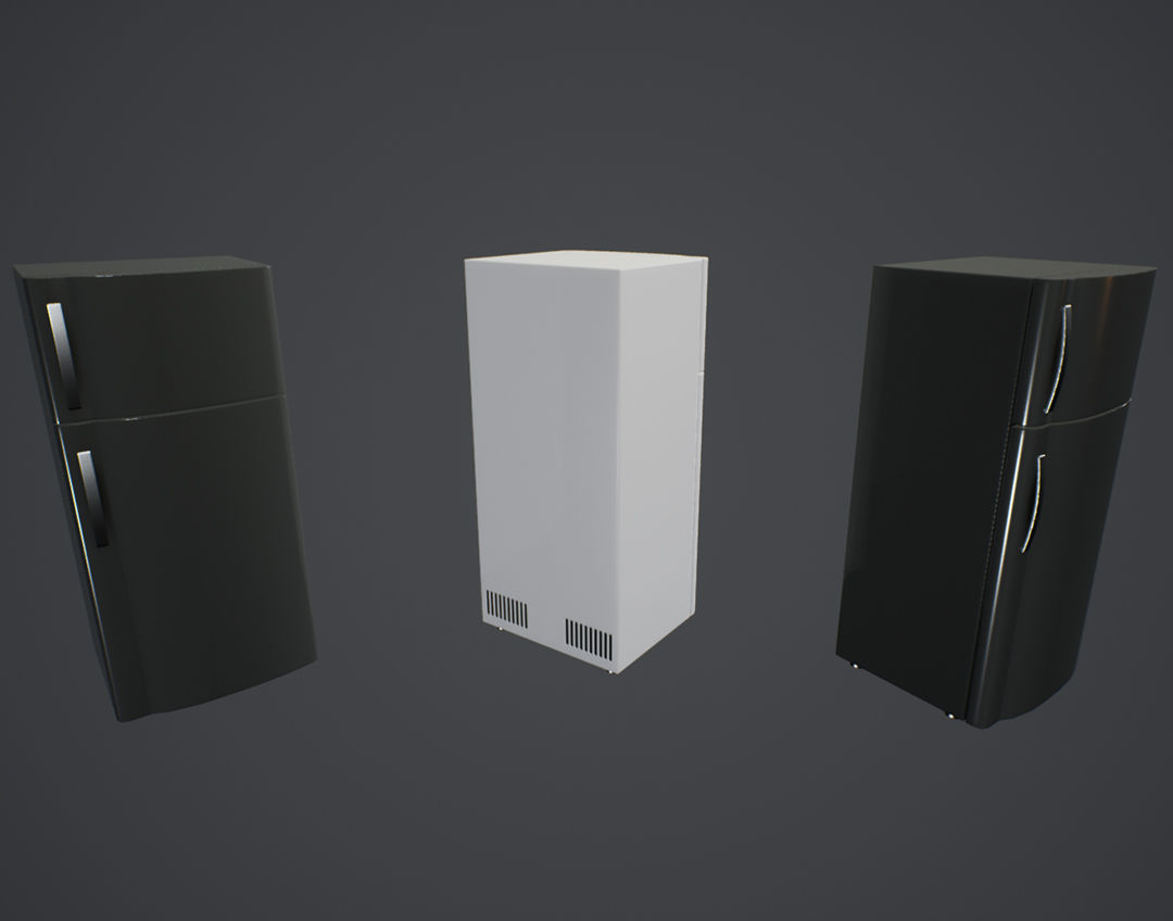 Furniture And Appliances - Fridge Low-poly 3D model_2