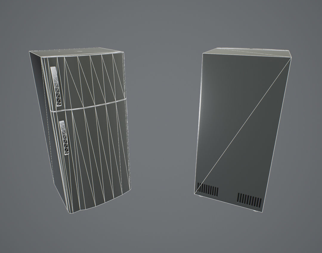 Furniture And Appliances - Fridge Low-poly 3D model_3
