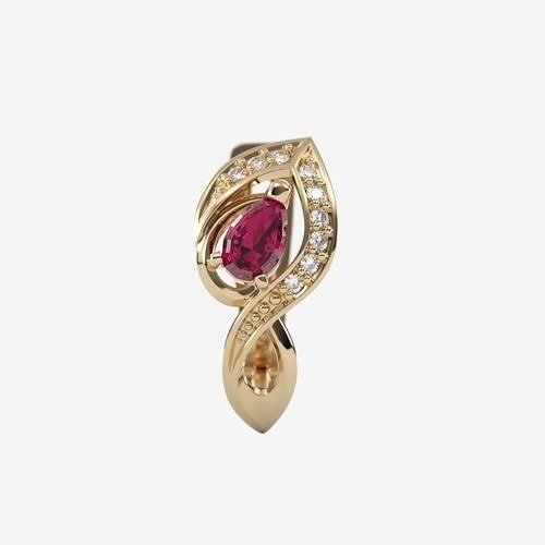 Women earrings with gems CAD 3dm stl 3D print model