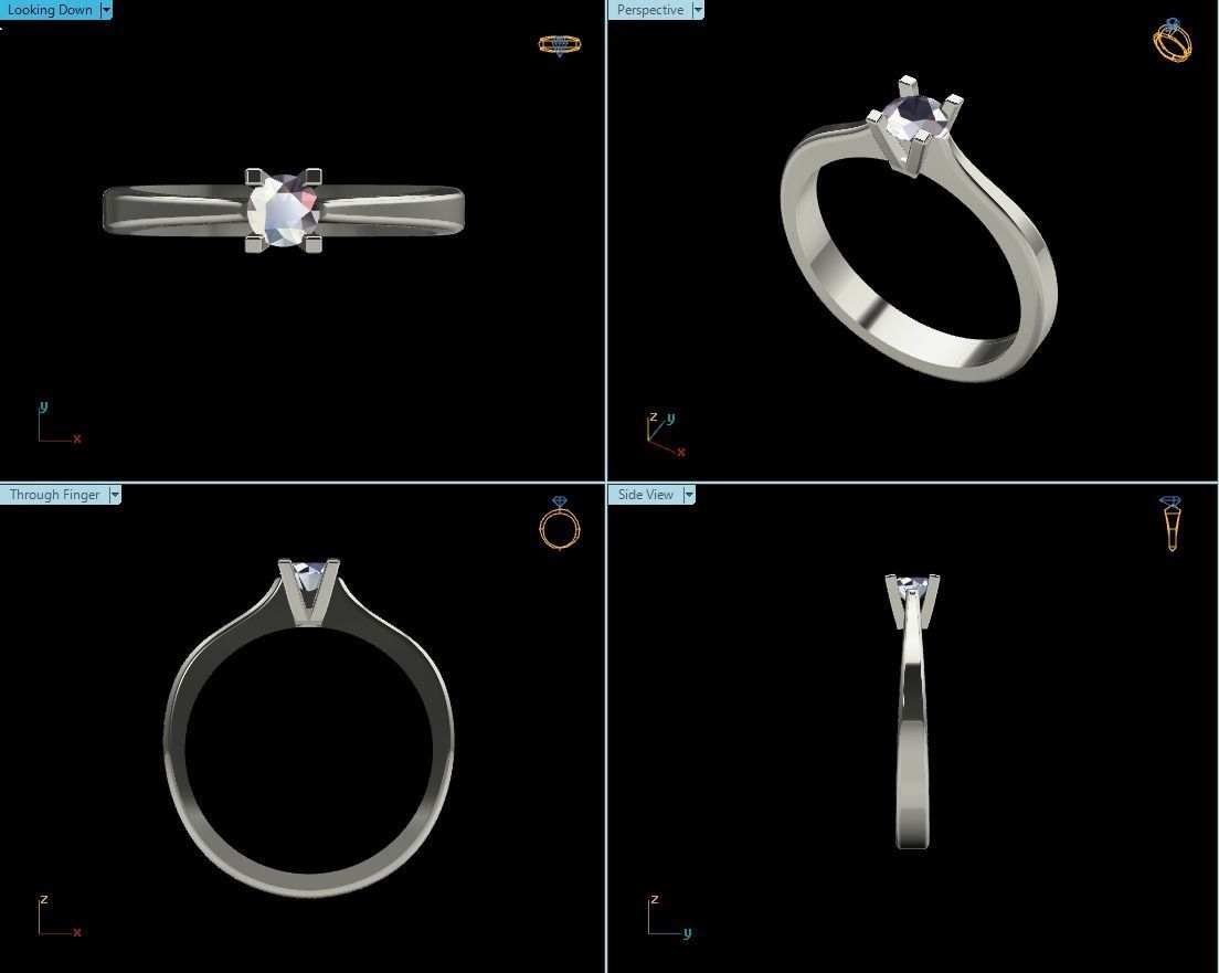 Solitaire Ring Diamond Series SS-2 3D print model_2