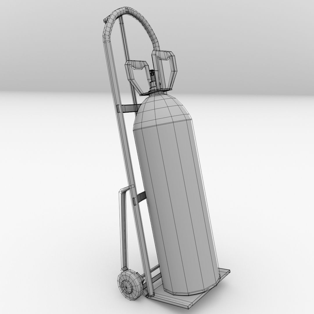 Gas Cylinder on Handtruck 3D model_4