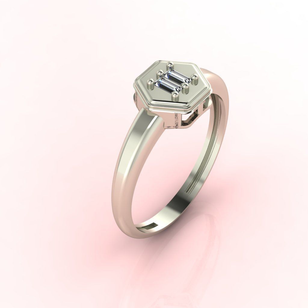 Baguette Diamond Ring  3D print model_1