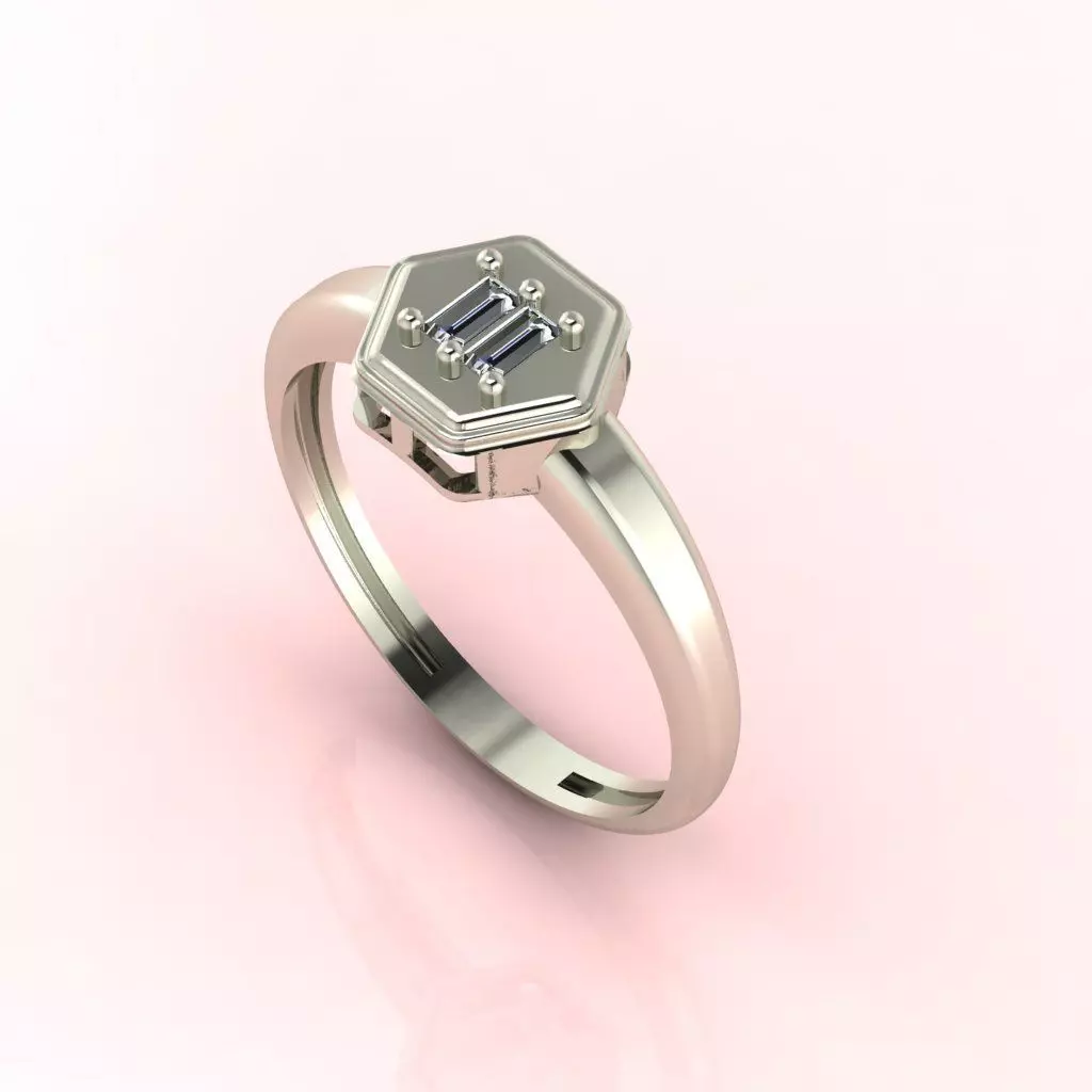 Baguette Diamond Ring  3D print model_0