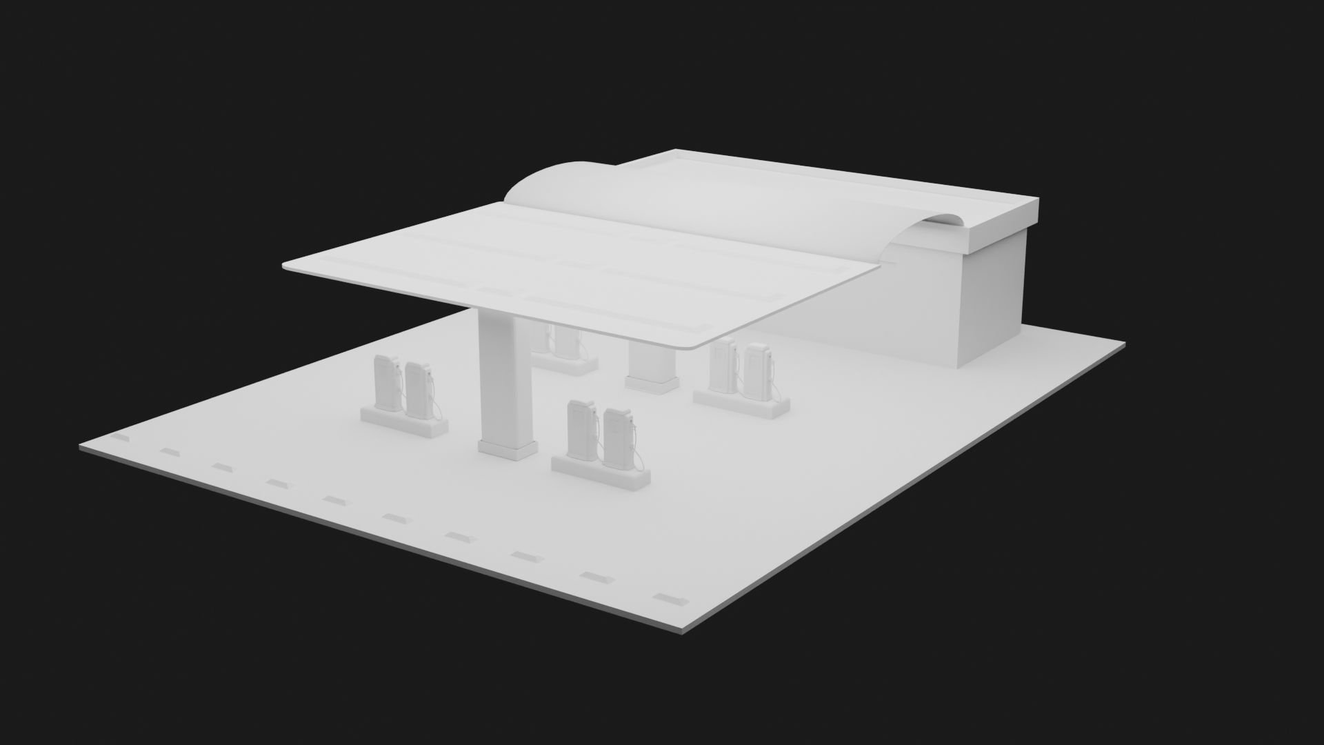 Petrol Station  Low-poly 3D model_4