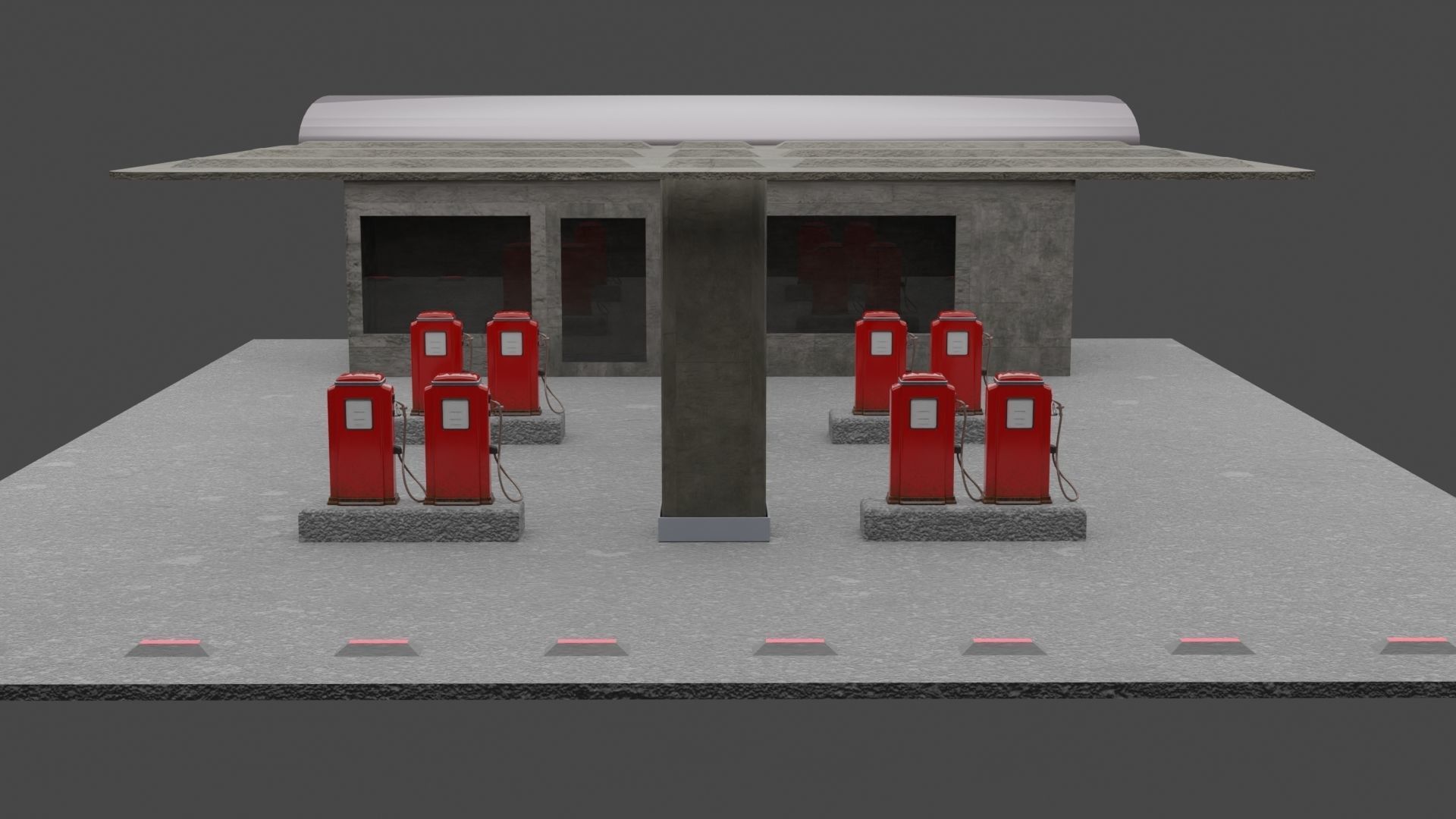 Petrol Station  Low-poly 3D model_3
