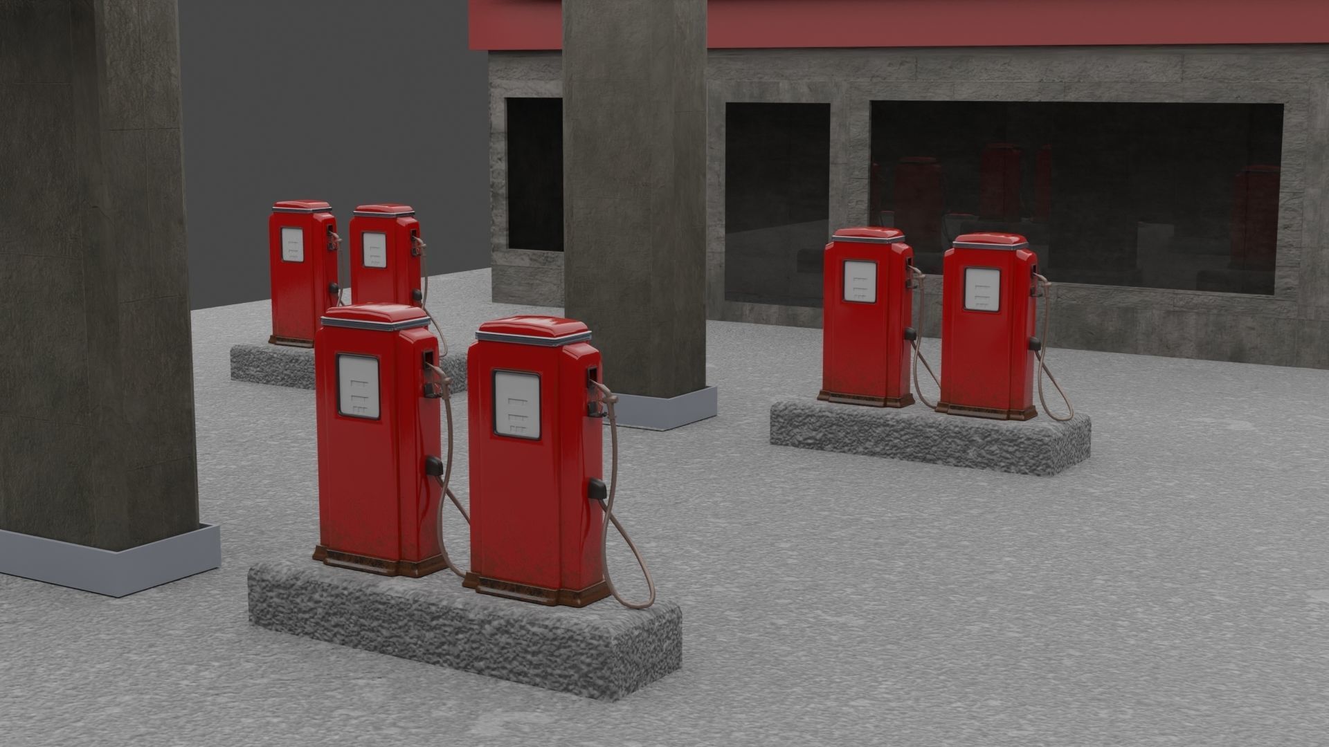 Petrol Station  Low-poly 3D model_2