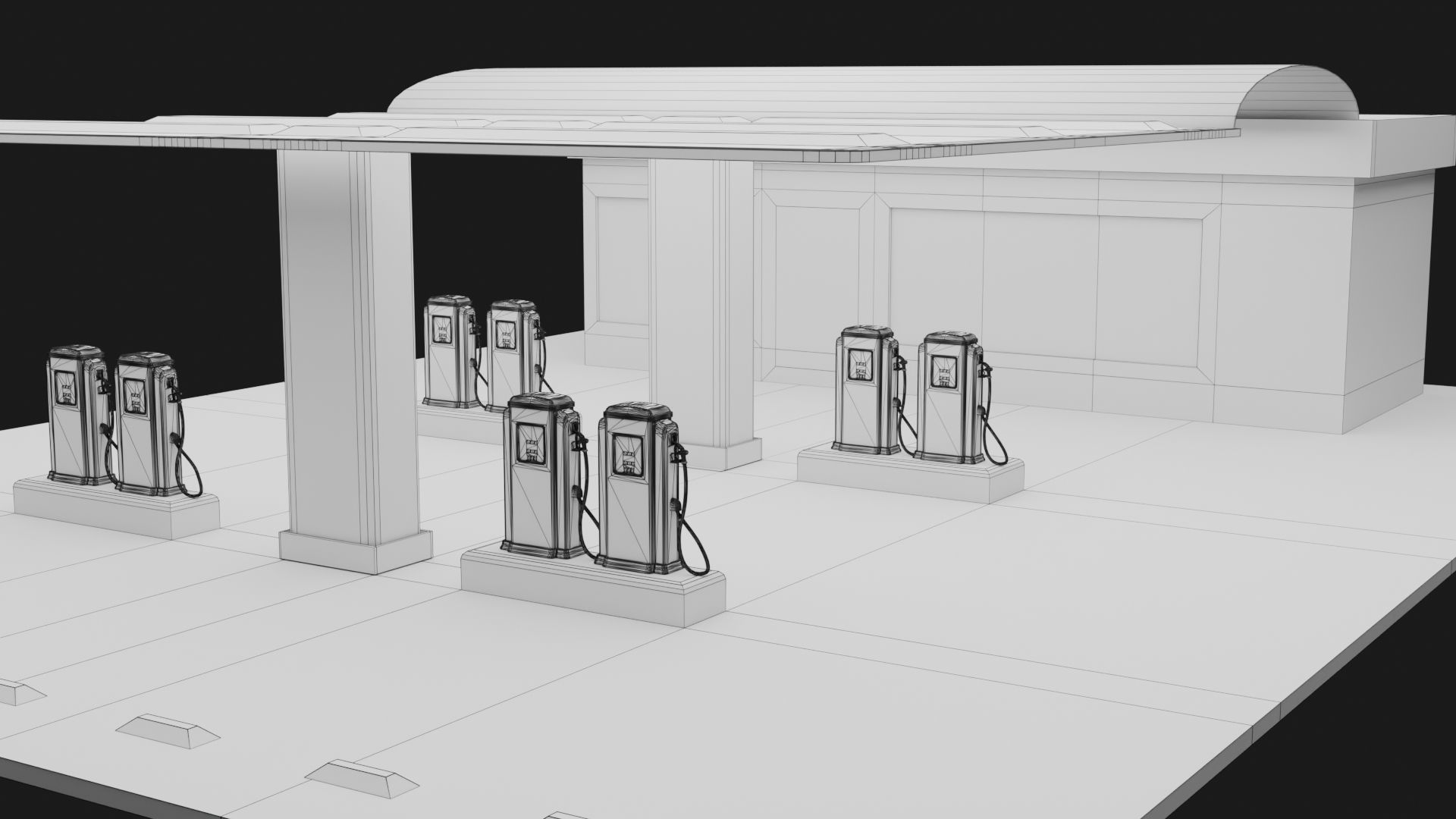 Petrol Station  Low-poly 3D model_5