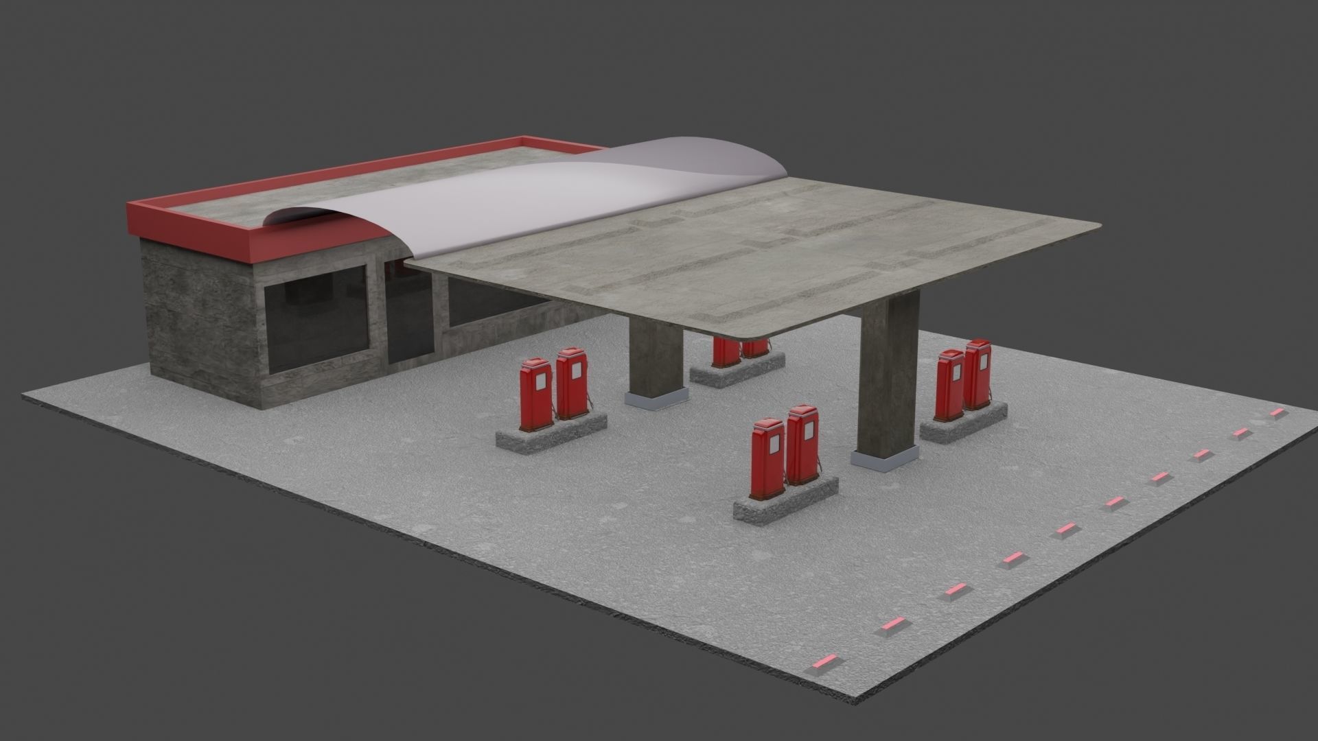 Petrol Station  Low-poly 3D model_1