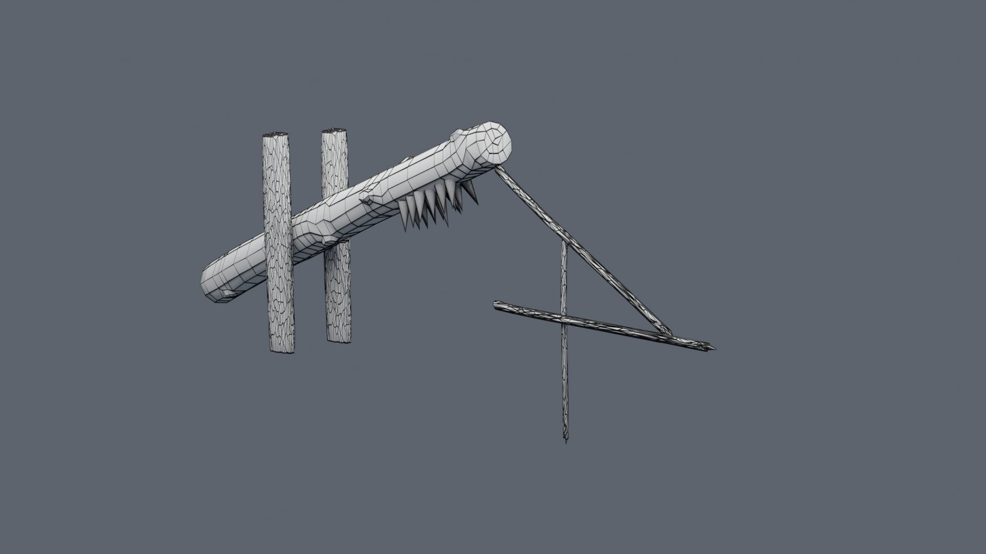 Low-Poly Trap tree branch with two sticks Low-poly 3D model_4