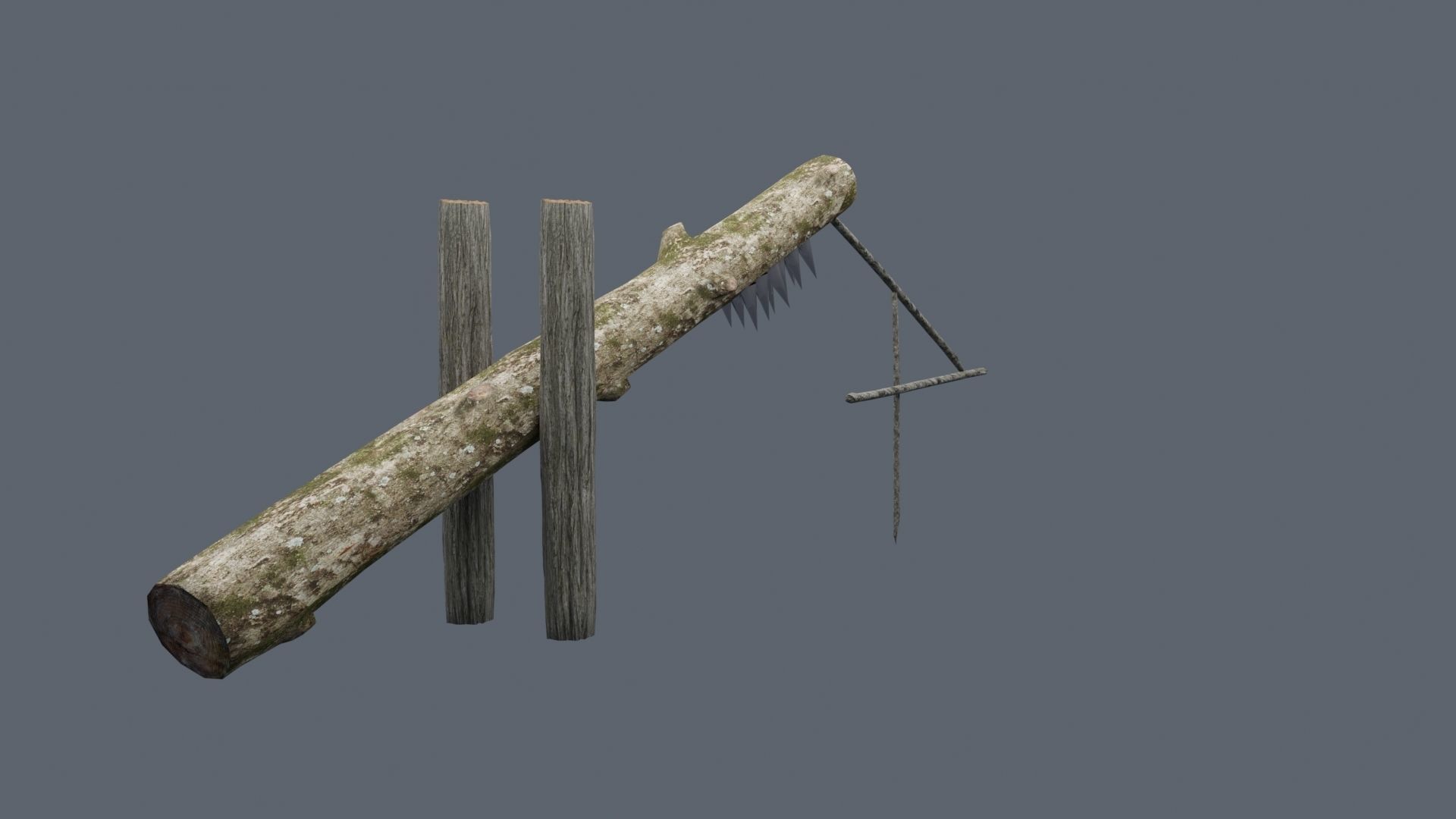 Low-Poly Trap tree branch with two sticks Low-poly 3D model_2