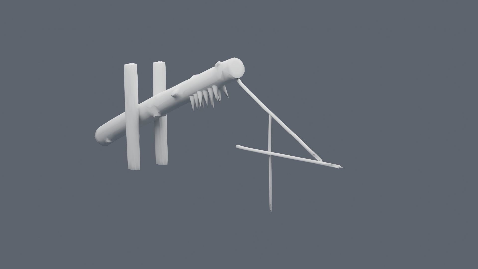 Low-Poly Trap tree branch with two sticks Low-poly 3D model_3