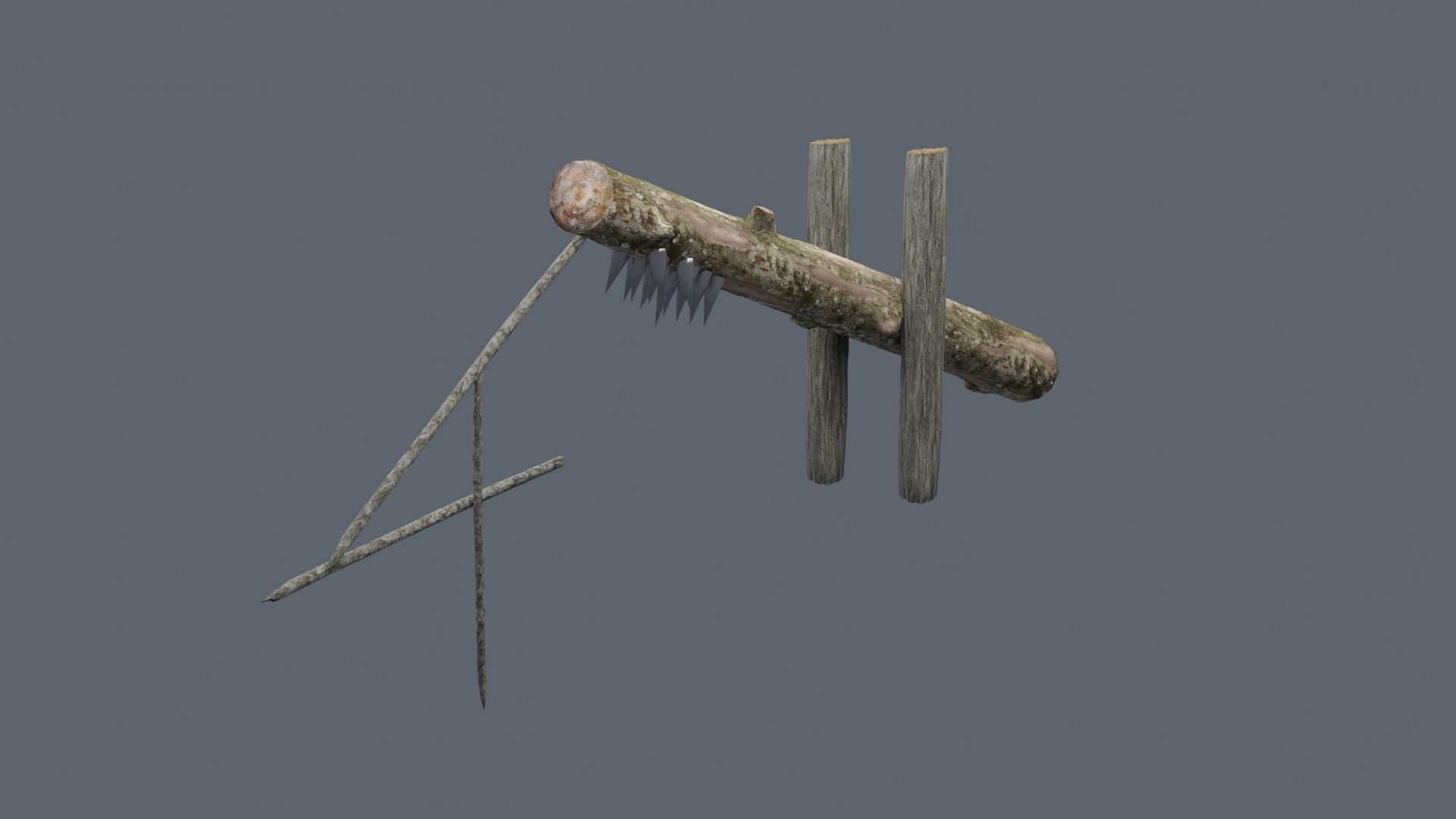 Low-Poly Trap tree branch with two sticks Low-poly 3D model_1